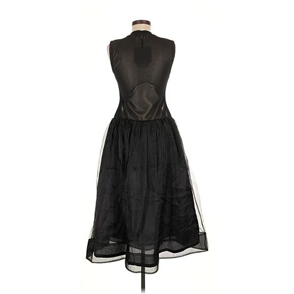 NWT Cynthia Rowley Express Yourself Organza Black Gems Black Midi Dress Silk 8 - Picture 4 of 6